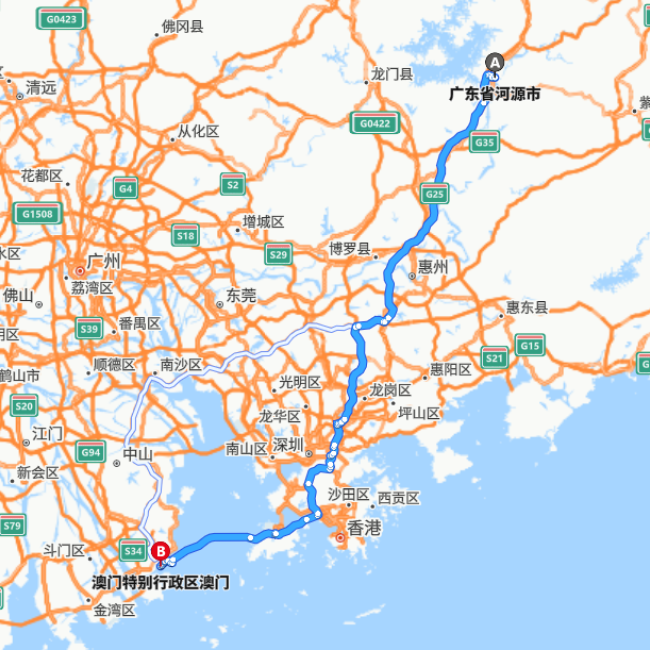 河源-澳门
